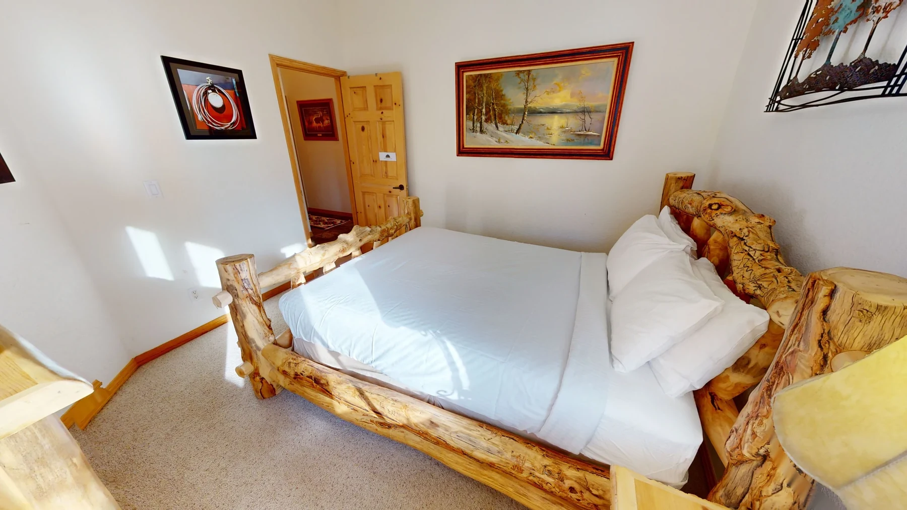 Riverview, upper-level queen bedroom, riverfront luxury vacation rental in Silverthorne, Colorado
